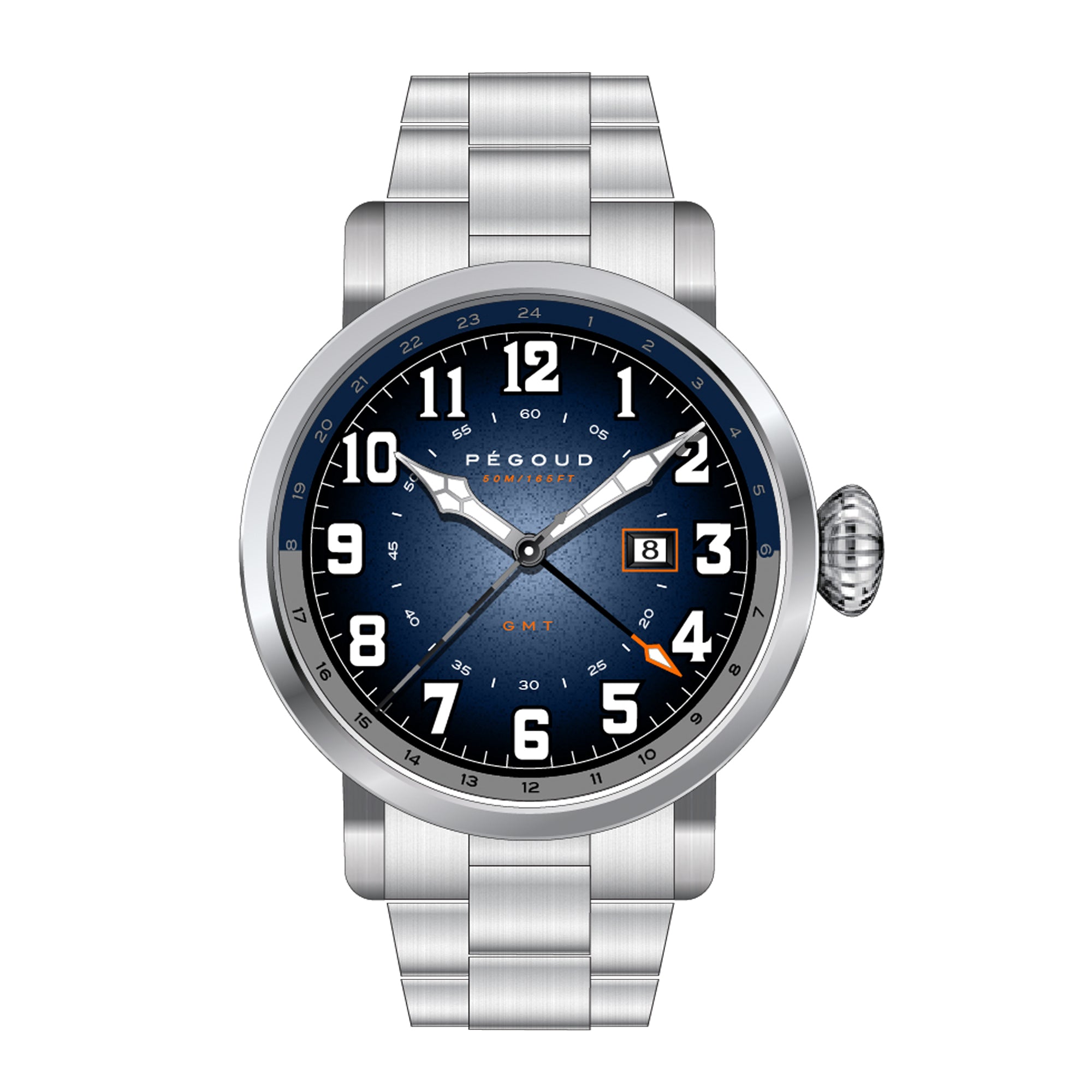 PEGOUD Pegoud Premiere GMT Swiss Parts Quartz Men's Fumme Blue Watch PG-9005-11