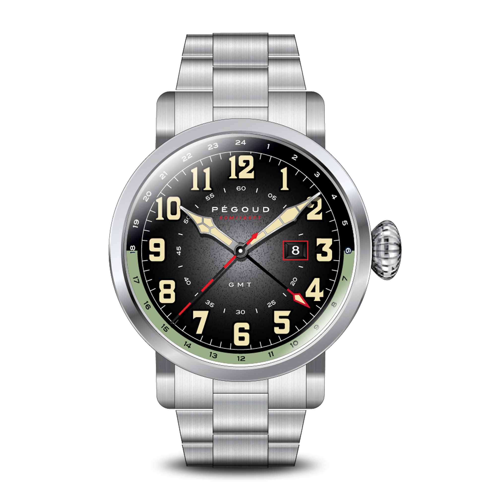 PEGOUD Pegoud Premiere GMT Swiss Parts Quartz Men's Fumme Black Watch PG-9005-44