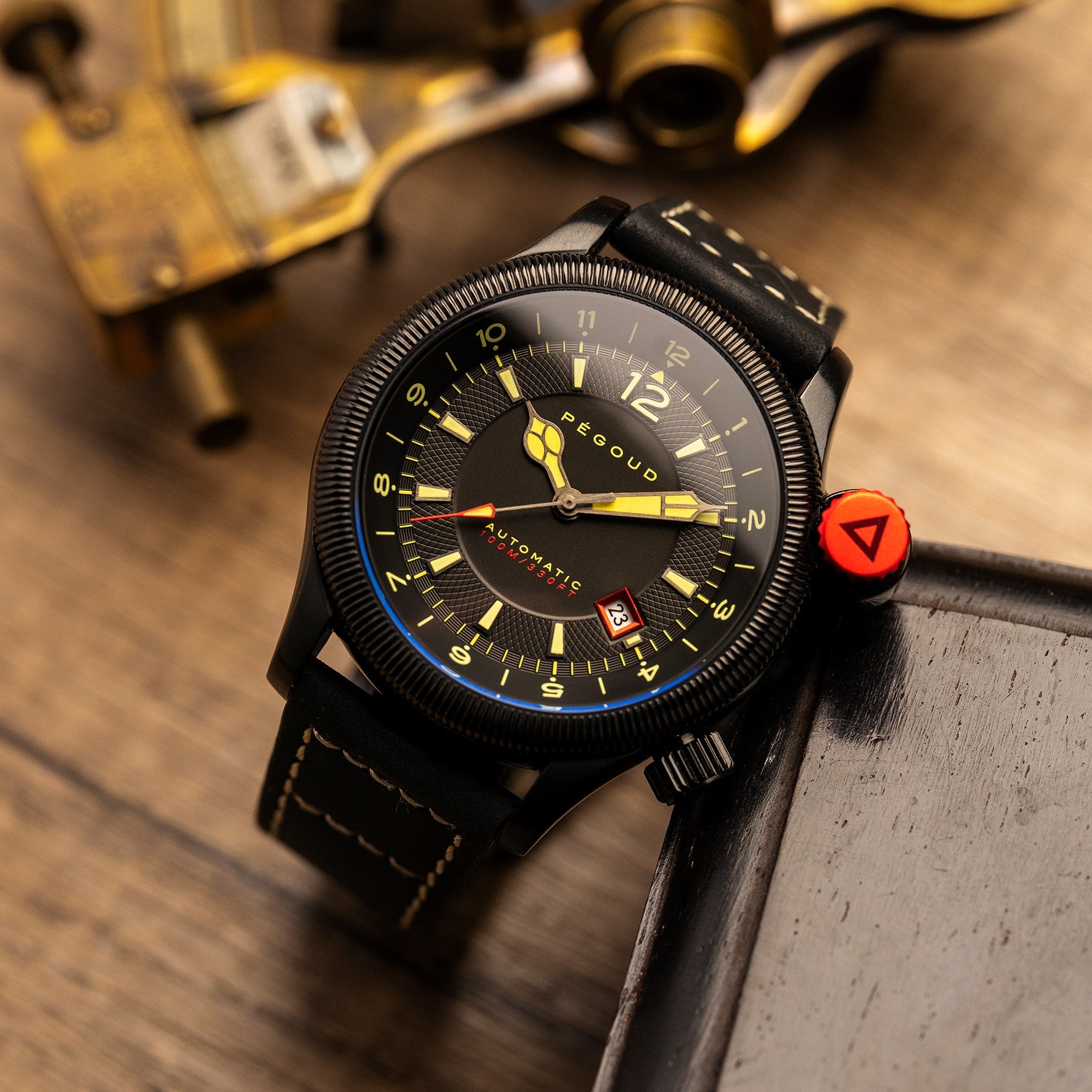 PEGOUD Pegoud Onduleur Japanese Quartz Chronograph Men's Black Watch PG-9008-04