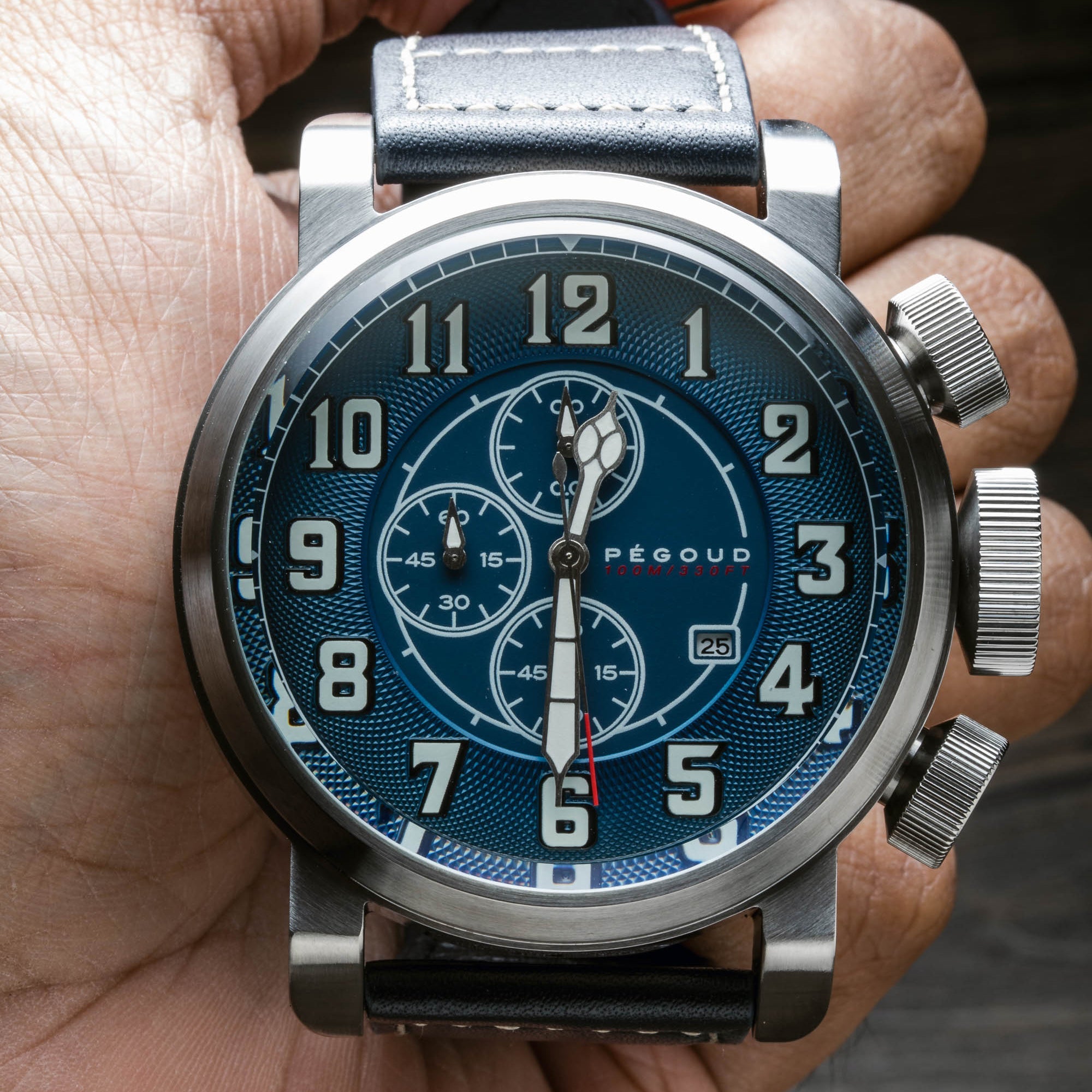 PEGOUD Pegoud Caudron Japanese Quartz Chronograph Men's Blue Watch PG-9009-03
