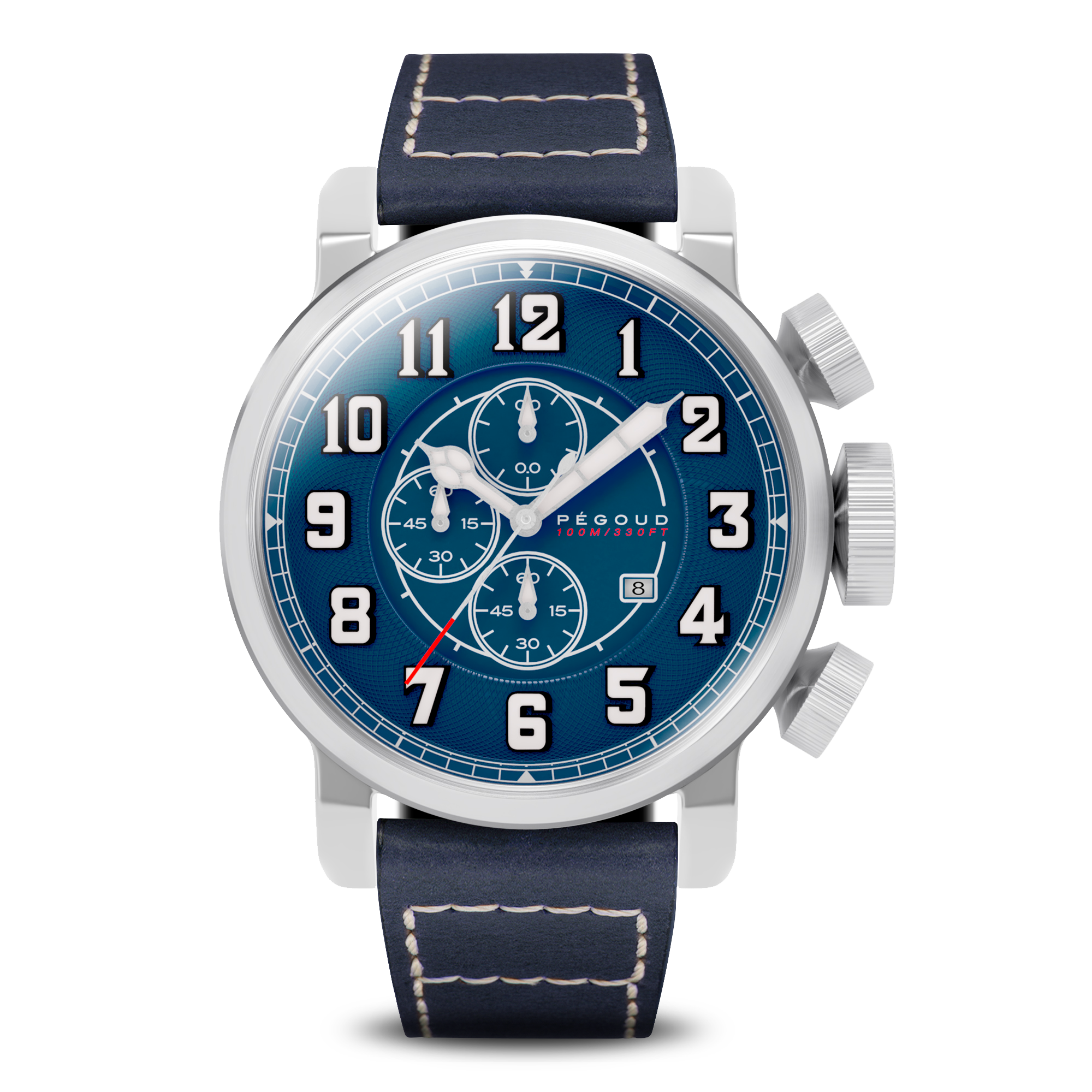 PEGOUD Pegoud Caudron Japanese Quartz Chronograph Men's Blue Watch PG-9009-03