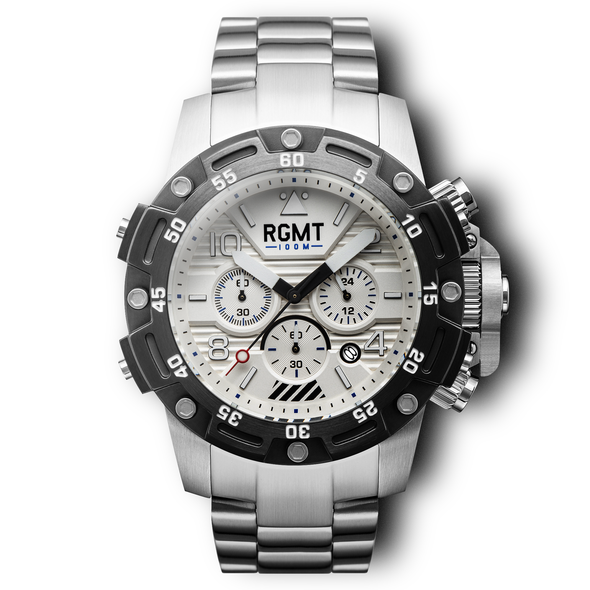 RGMT RGMT Men's Silver White Japanese Quartz Chronograph Hercules Watch RG-8002-11