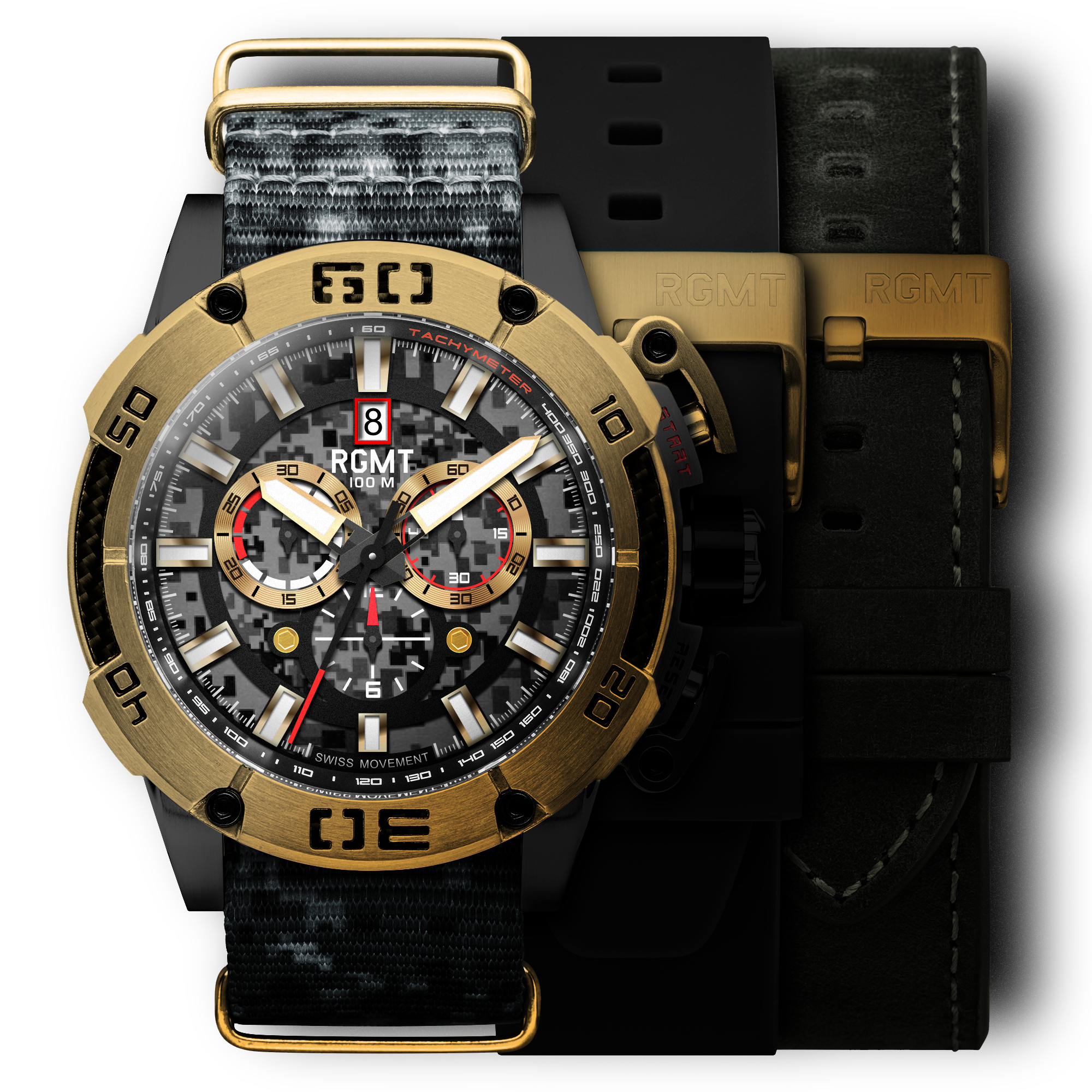 RGMT RGMT Battledress Men's Swiss Quartz Camo Black Watch RG-8035-03