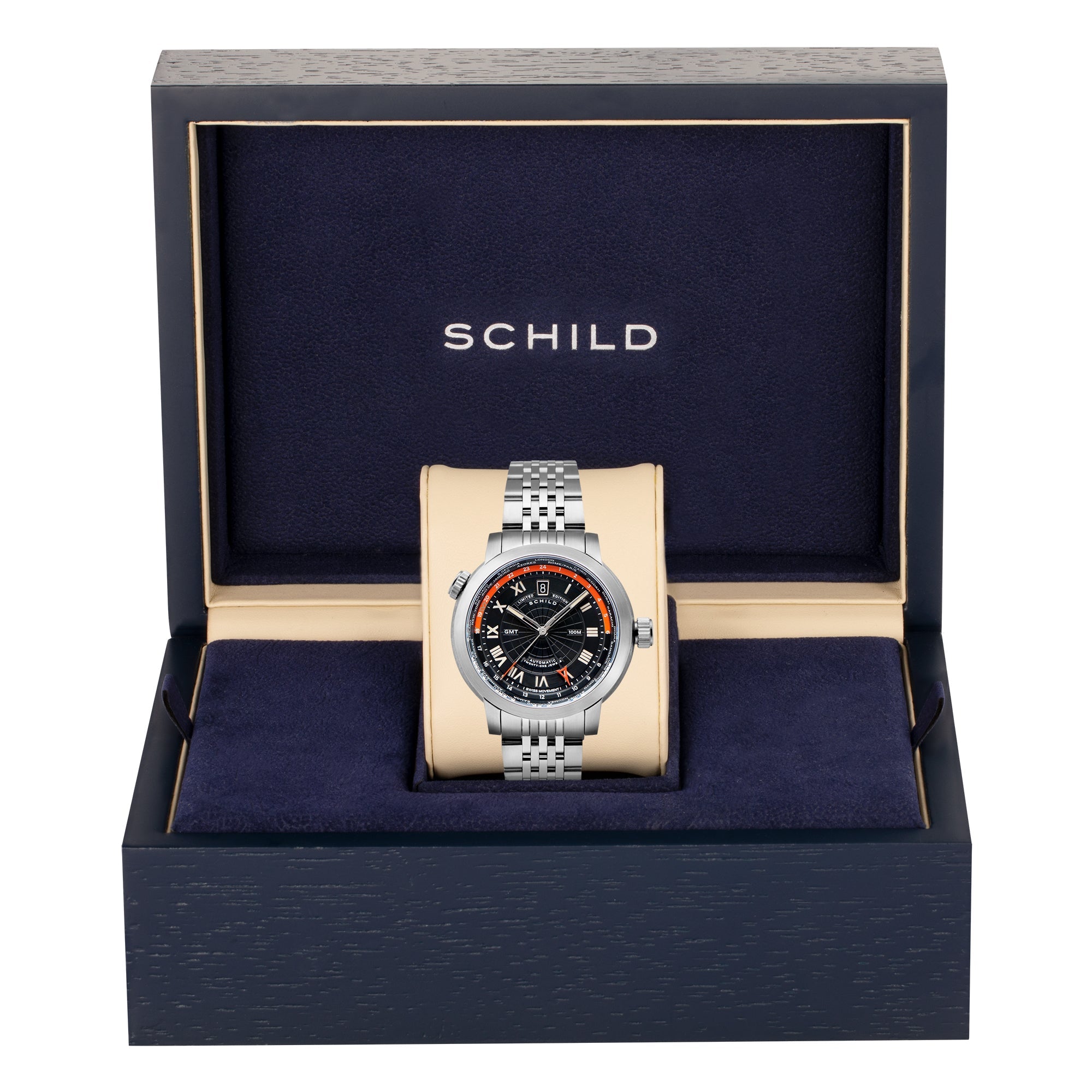SCHILD Schild  Heinrich Swiss automatic GMT Jet Black Men's Watch  SC-1004-11