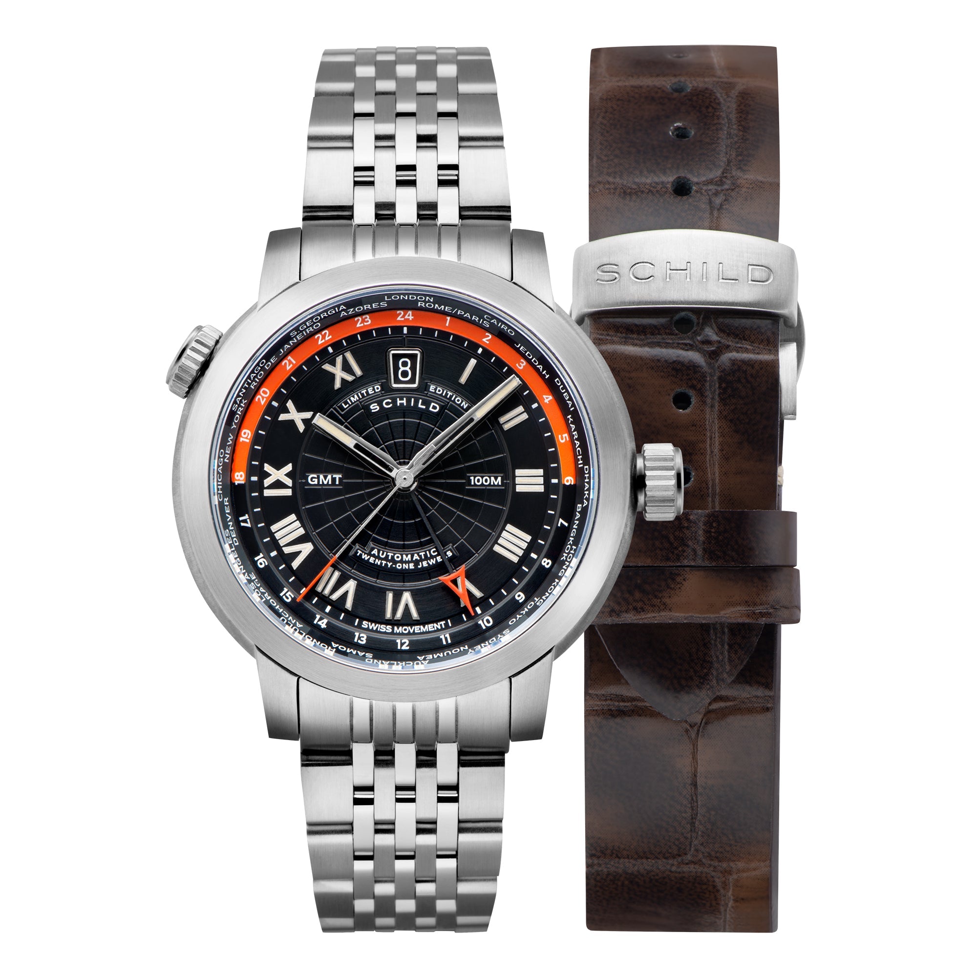 SCHILD Schild  Heinrich Swiss automatic GMT Jet Black Men's Watch  SC-1004-11
