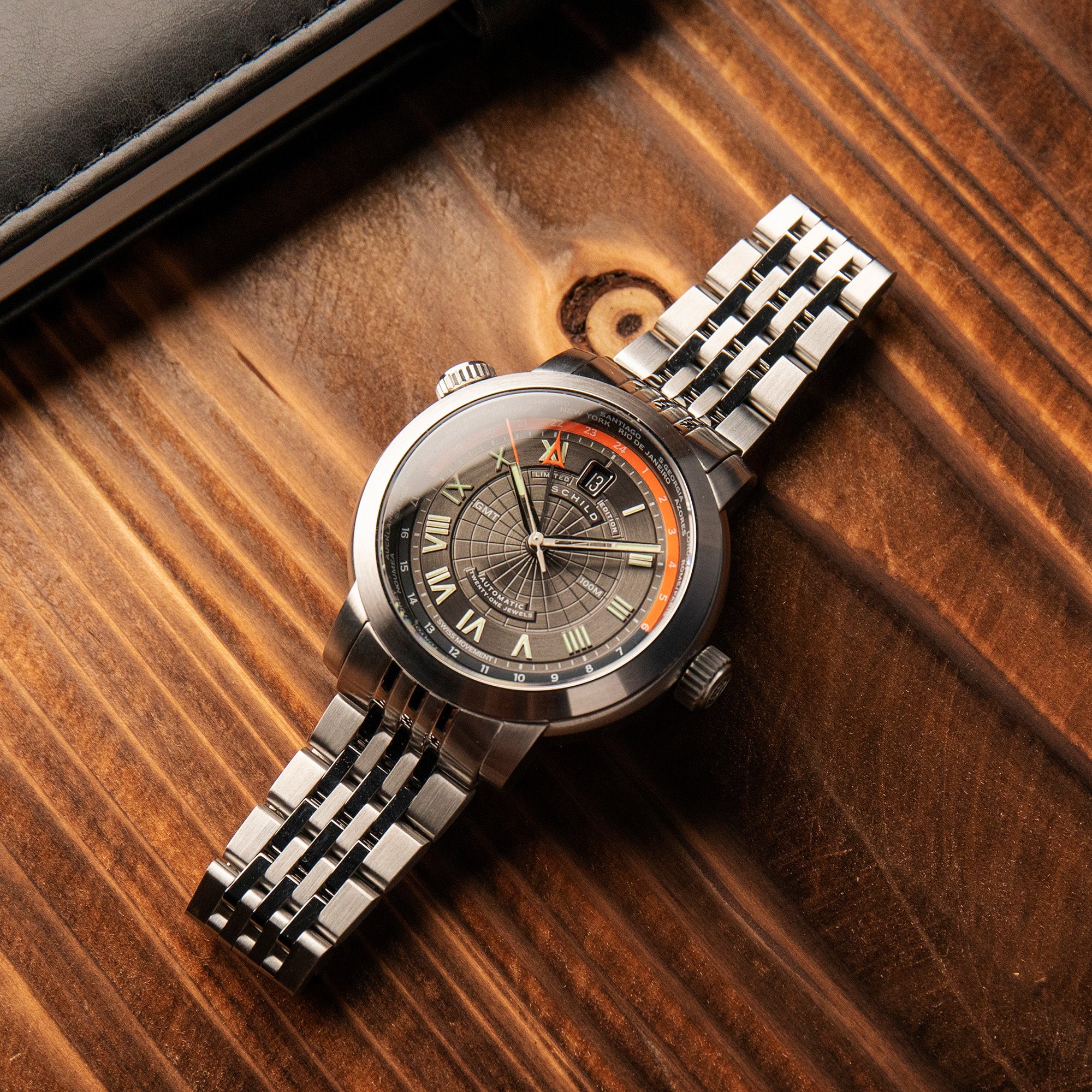 SCHILD Schild  Heinrich Swiss automatic GMT Dusky Silver Men's Watch SC-1004-22