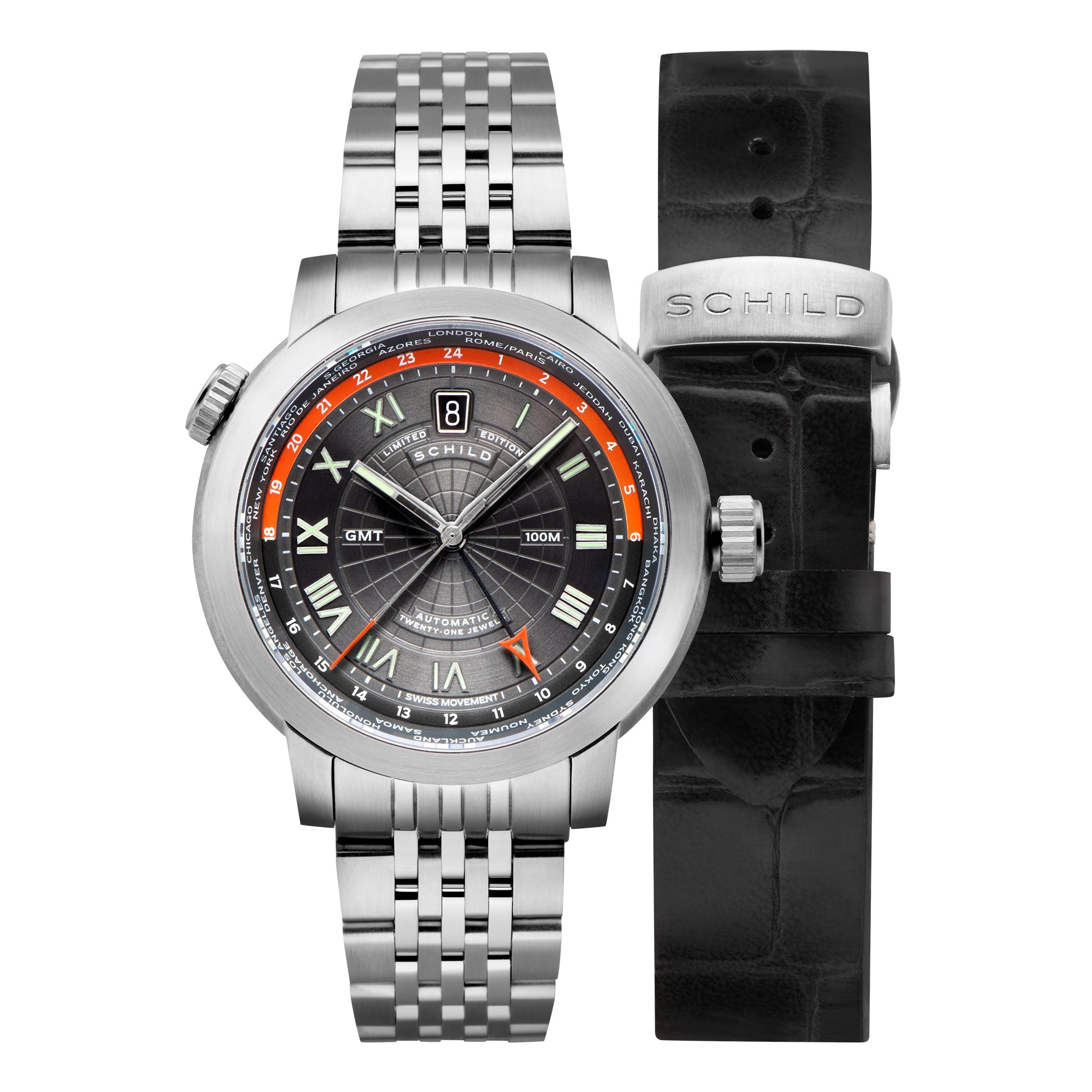 SCHILD Schild  Heinrich Swiss automatic GMT Dusky Silver Men's Watch SC-1004-22