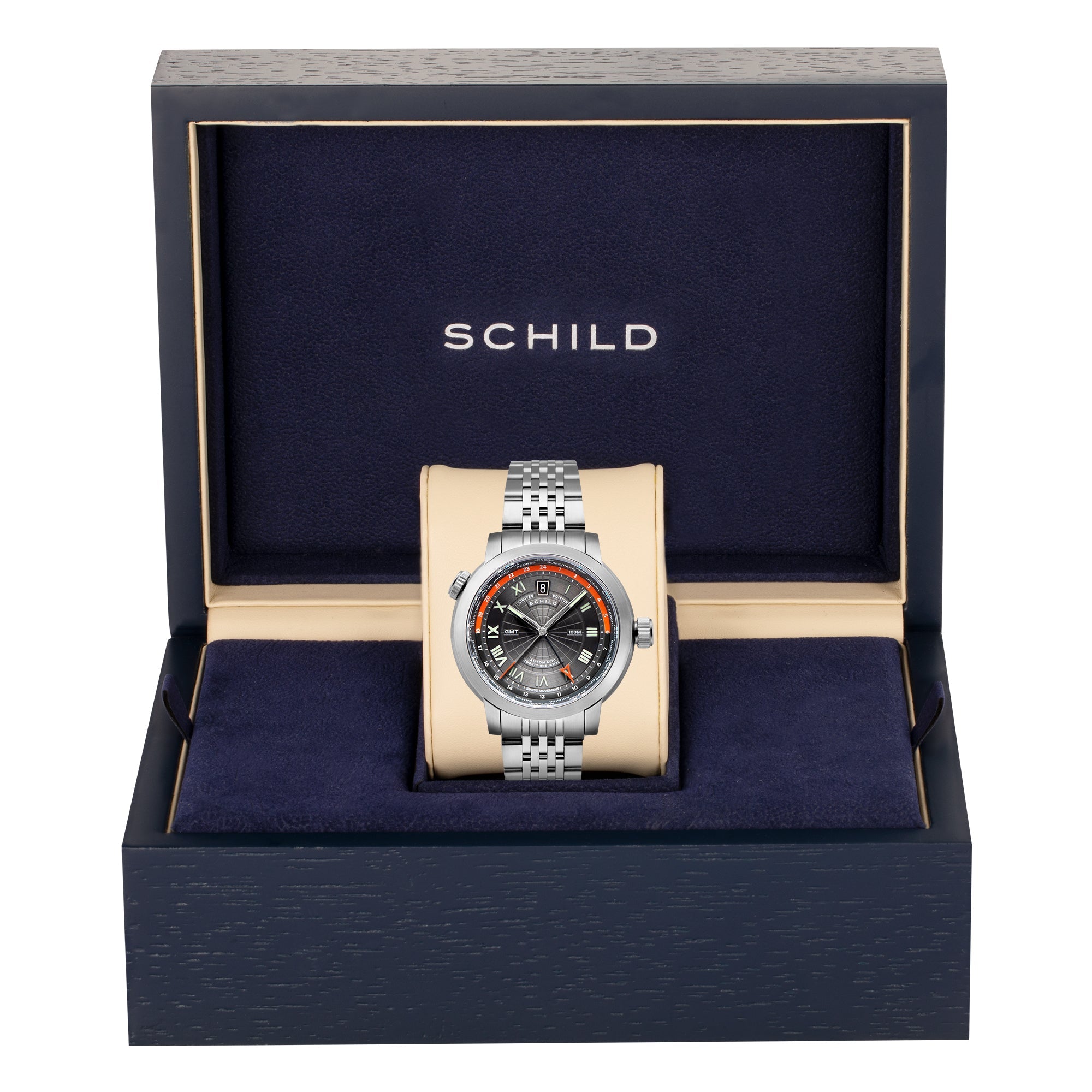 SCHILD Schild  Heinrich Swiss Gmt Chocolate Rose Men's Watch  SC-1004-33