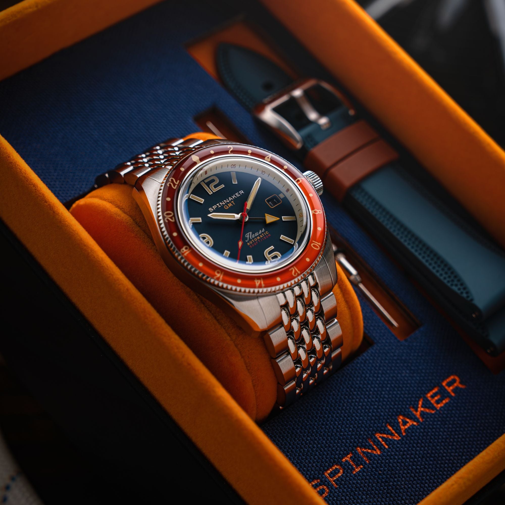 SPINNAKER Spinnaker Fleuss Gmt Automatic Dark Cerulean Blue Men's Watch SP-5120-55