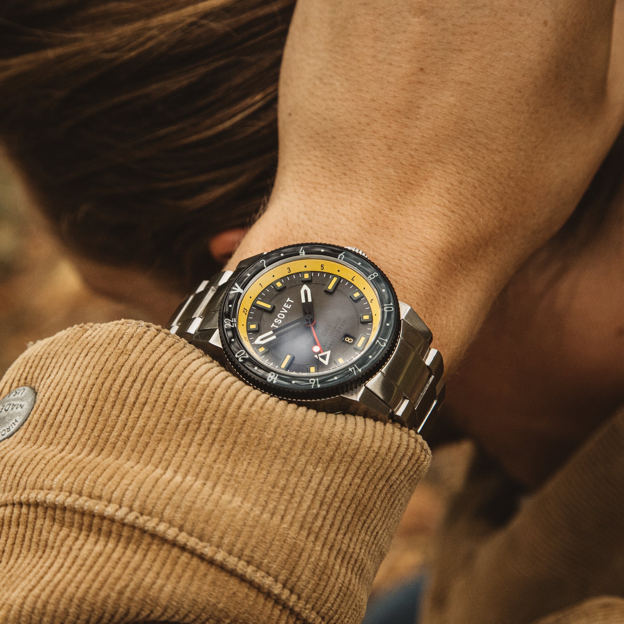 TSOVET Tsovet SMT-DW42 GMT Men's Japanese Hybrid Automatic Glass Watch TS-4004-55