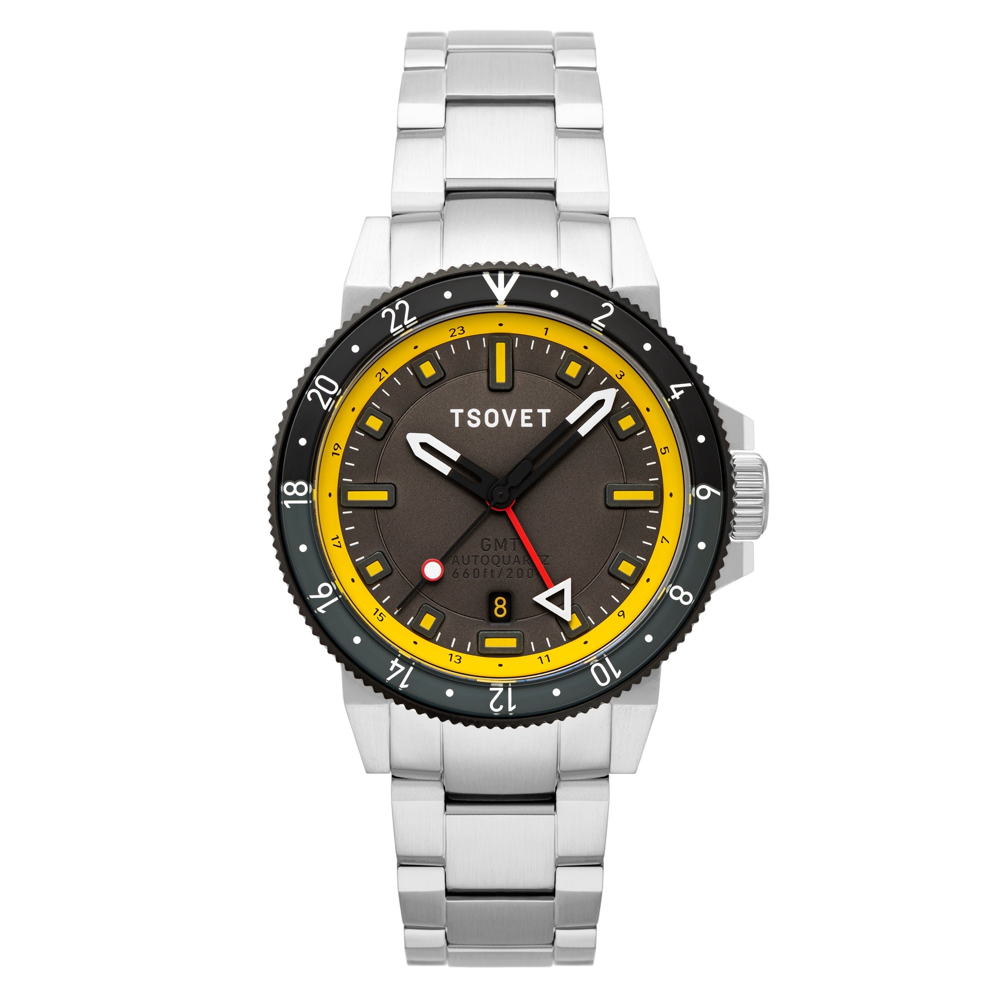 TSOVET Tsovet SMT-DW42 GMT Men's Japanese Hybrid Automatic Glass Watch TS-4004-55
